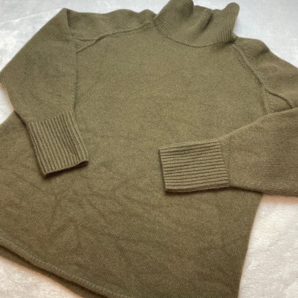 H&M Edition Womens 100% Wool Turtleneck Sweater Size M Brown Raglan Knit Luxury